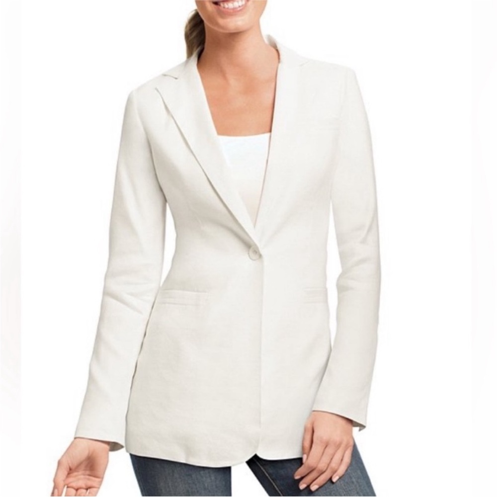 Cabi Everly White Linen Blend Blazer Size 8